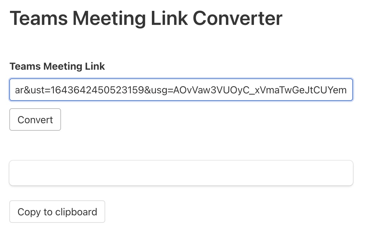 Teams Meeting Link Generator